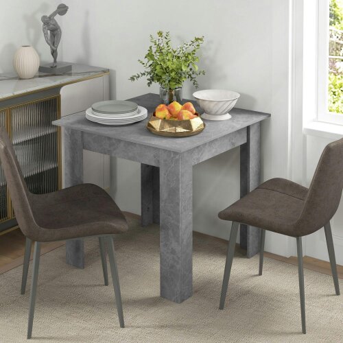 Wyld Haus Kava Cement Grey Square Dining Table With Faux Cement Finish Compact Modern Style