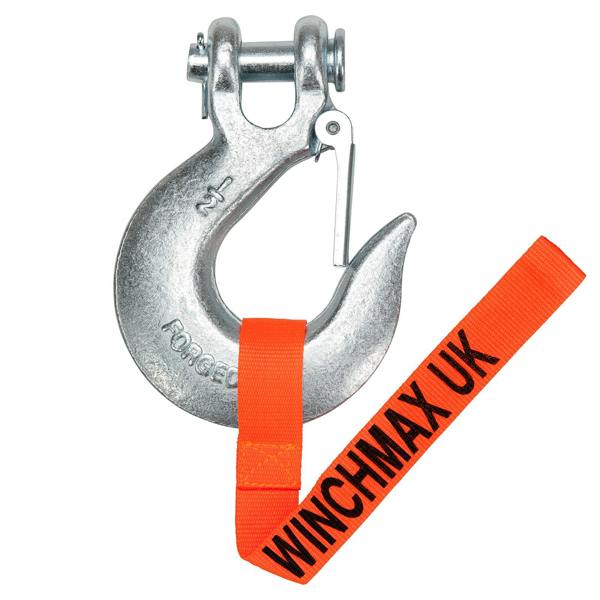 Winchmax Synthetic Winch Rope 25m x 13mm, Hole Fix. 1/2 Inch Clevis Hook.