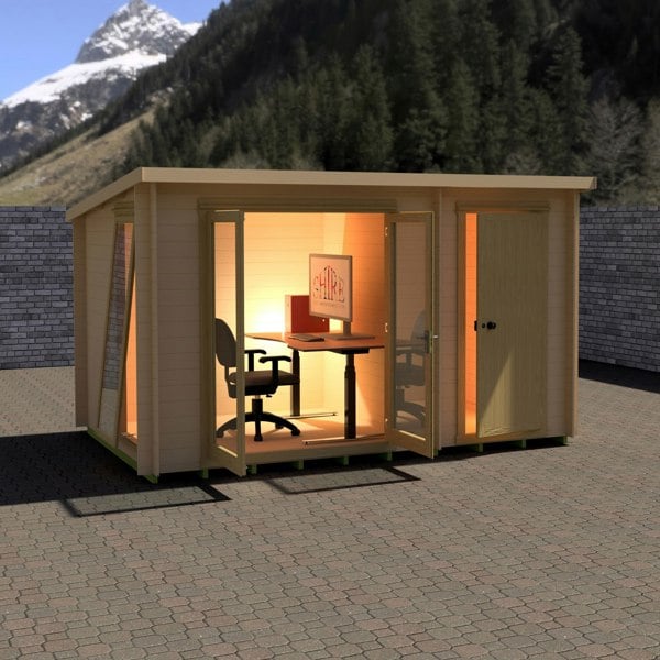 Shire Walsoken 8x12 Log Cabin 19mm interlock  Cladding - Best Shed