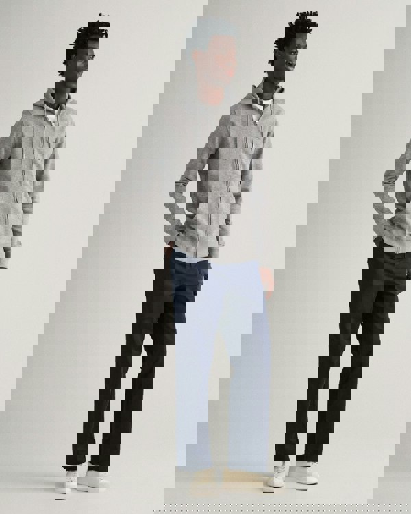 GANT Mens Regular Fit Shield Logo Full Zip Hoodie - 93 Grey Melange