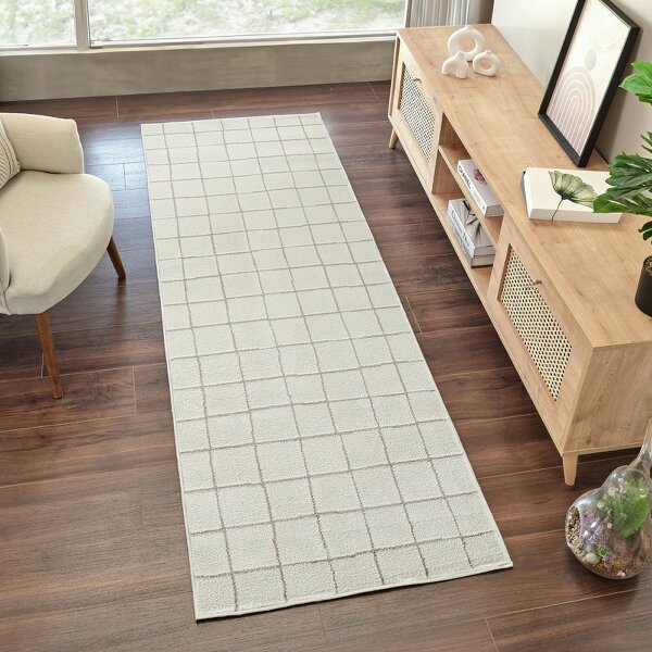Livabliss Our Pnw Home Cascade PNWCS2305 Modern Ivory Brown Graphic High Pile Rug - 80 x 220 cm