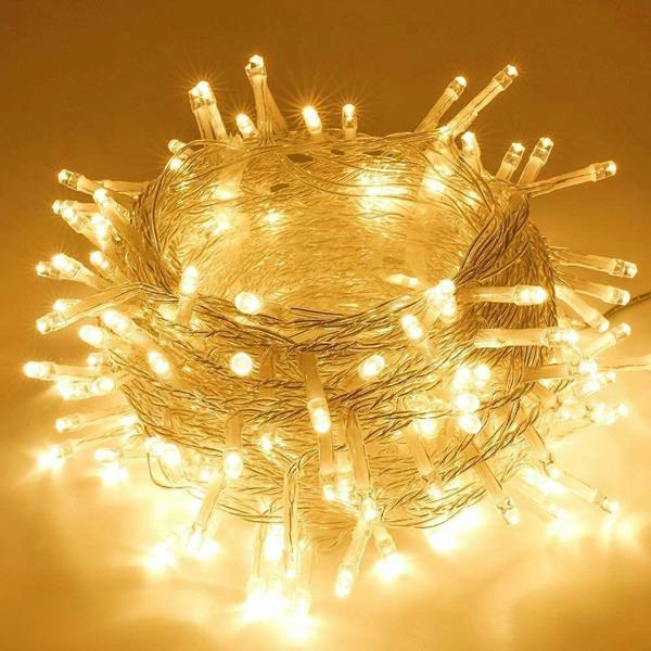 Warm White LED Outdoor String Fairy Lights with Timer and Clear Cable, Family Range image 1