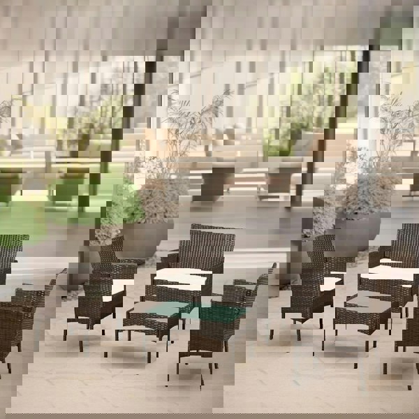 Rafaelo Mobilia Set of 4 Wicker Garden Bistro Furniture Set Brown