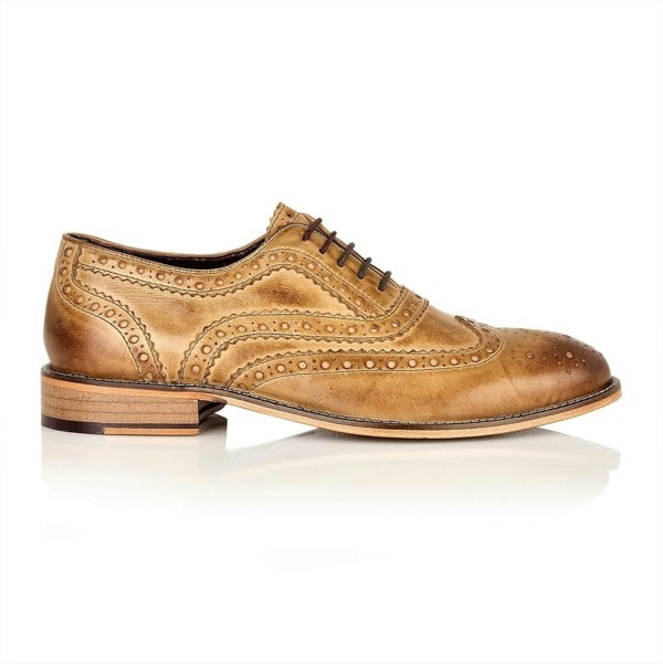 London Brogues Watson Leather Sole Mens Two Tone Lace Up 5 Eye Formal Shoes