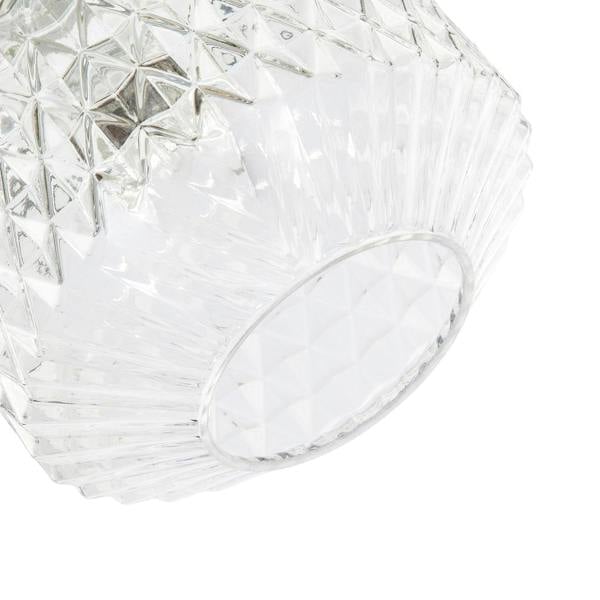 Elegant Faceted Clear Glass Pendant Shade with Diamond Cut Pattern Image 5