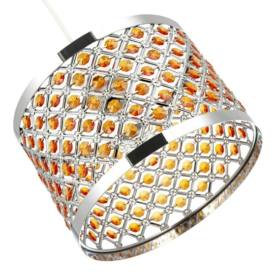 Happy Homewares Modern Sparkly Ceiling Pendant Light Shade with Orange Acrylic Beads