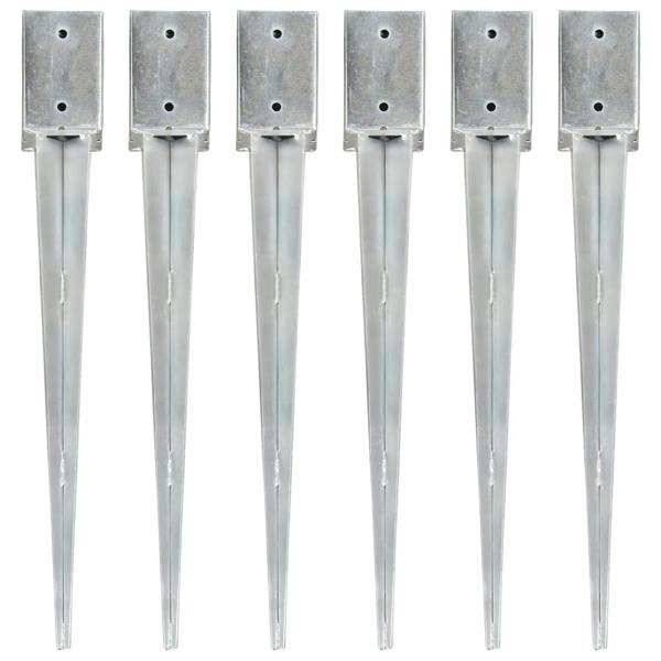 Berkfield Home Berkfield Ground Spikes 6 pcs Silver 9x9x75 cm Galvanised Steel