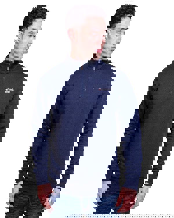 Lambretta Mens 1/4 Zip Pull Logo Classic Pull Over Sweatshirt