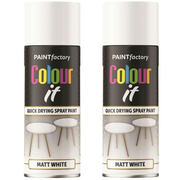 Paint Factory 2X  White Matt Spray Paint 400ml
