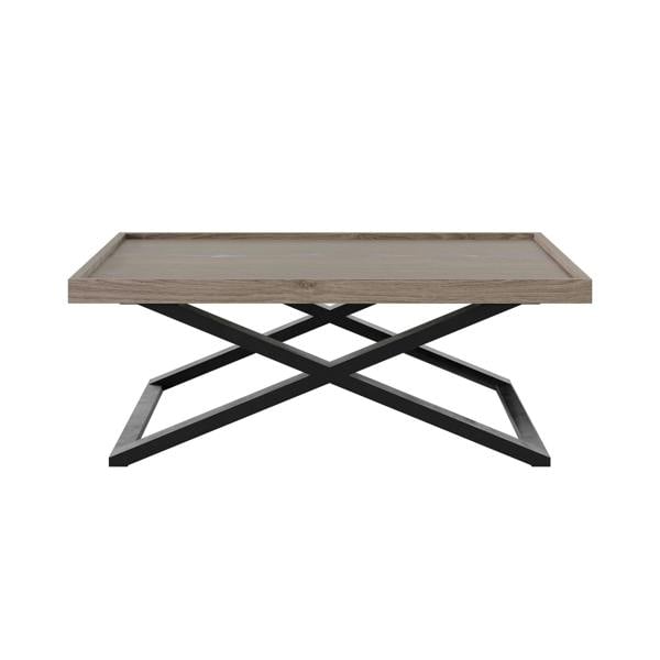 Wyld Haus Bergamo Aged Grey Oak Cross Leg Coffee Table