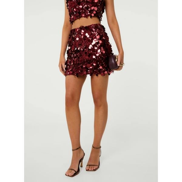 Pink Vanilla Disc Sequin Mini Skirt