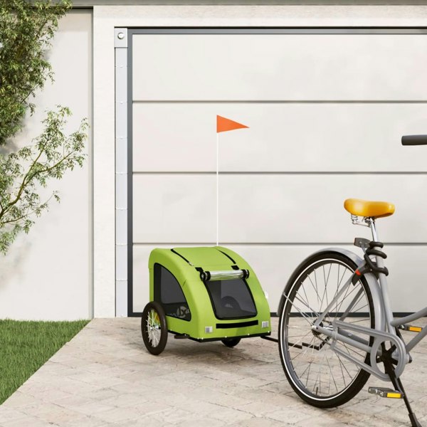 Berkfield Dog Bike Trailer Green Oxford Fabric and Iron
