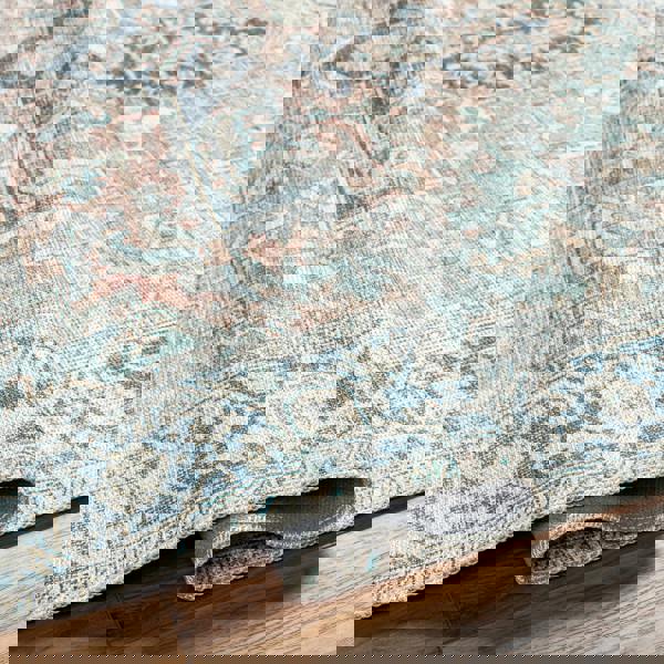 Livabliss Kemer-Washable Green Blue Brown Traditional Vintage Boho Rug