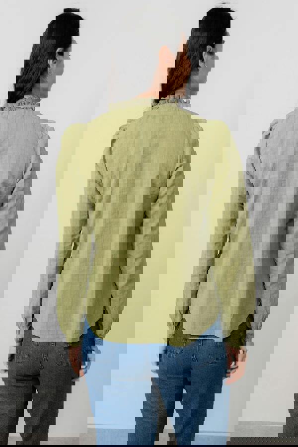 Lily & Me Emily Organic Cotton Check Keyhole Blouse Moss