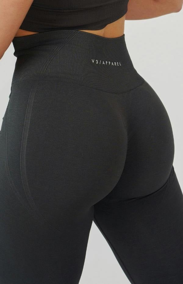 V3 Apparel Tempo Seamless Scrunch Leggings & Multi-Way Sports Bra Set - Slate Grey