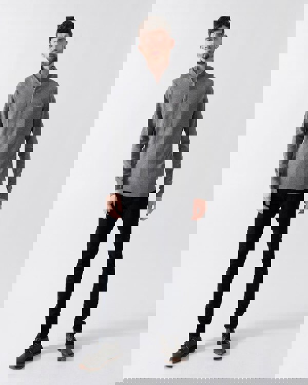 GANT Mens Classic Cotton Half Zip Jumper - 92 Dark Grey Melange