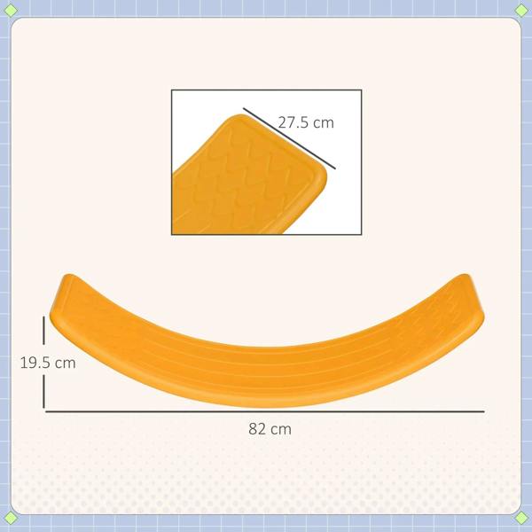 Orange curved balance board with embossed top texture and rounded edges