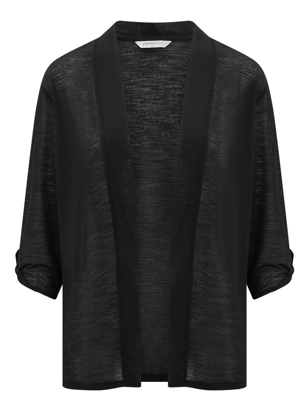 PennyPlain Roll Up Sleeve Cardigan - Black