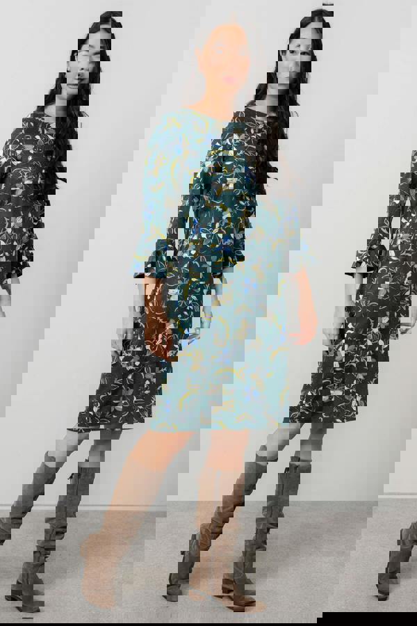 Lily & Me Lotty Fluted Sleeve Shift Dress Green