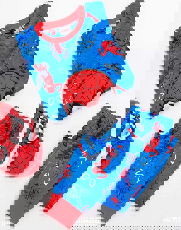 Marvel Boys Blue Spider-Man Long Sleeve Long Leg Pyjama Set