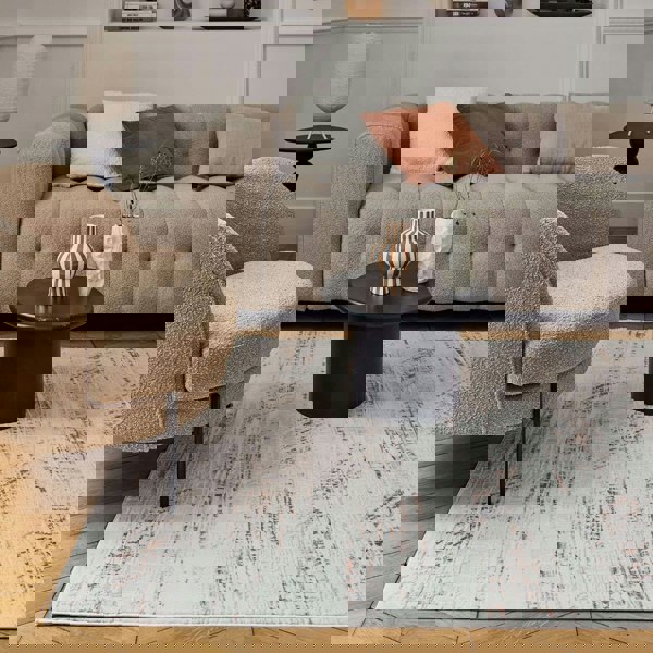 abstract rug, terra-cream colours, anti-allergic, and non-static properties