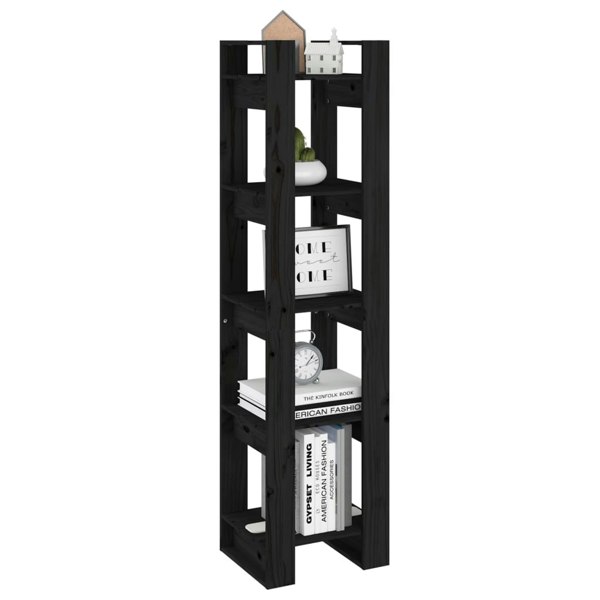 Berkfield Book Cabinet/Room Divider Black 41x35x160 cm Solid Wood Pine
