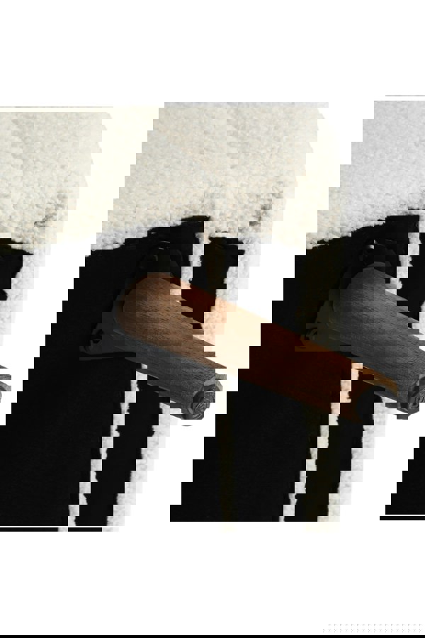 Living and Home Teddy Fur 2-Seat Upholstered Storage Bench with Side Arms and Walnut Colored Legs