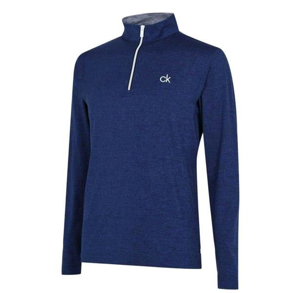 Calvin Klein Mens Albany Half Zip Golf Sweatshirt - Navy Marl - 