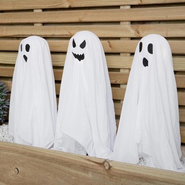 Samuel Alexander 51cm Set of 3 Battery Powered Light up Ghost Halloween Path Lights with LEDs