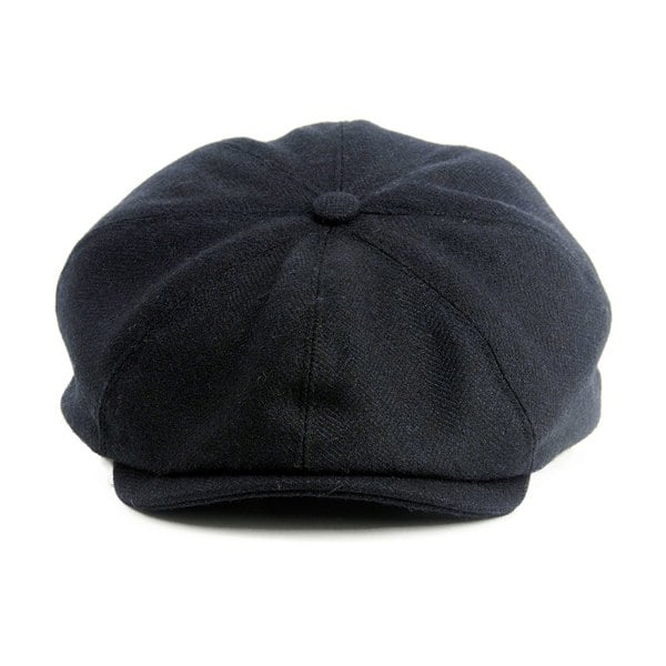 Gamble & Gunn Cromore - 8 Panel Pure Wool Black Herringbone Cap 