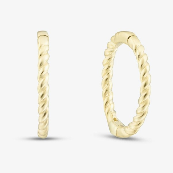 T. H. Baker 9ct Yellow Gold 10mm Twist Endless Hoop Earrings 1.51.3196