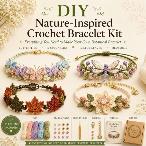 Leaper Natural Botanical-Themed DIY Crochet Bracelet Kit