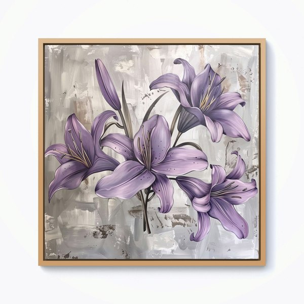 Warren Reed Purple Lilies In Bloom Framed Canvas