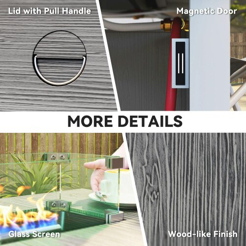 Wyld Haus Luno Rectangular Steel Dark Grey Gas Fire Pit Table With Cover And Glass Screen