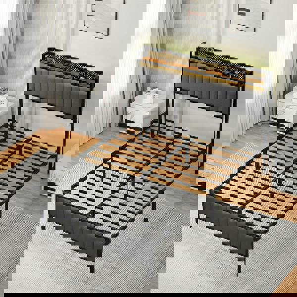 Levede Led Ottoman Bed Frame with Storage Upholstered Single Double King USB