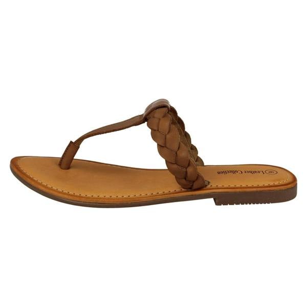 Leather Collection Ladies Leather Collection Braided Toepost Sandals