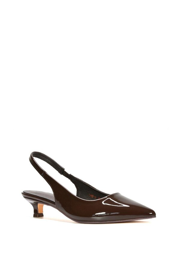 XY LONDON Pointed Toe Low Kitten Heel Slingback Pumps