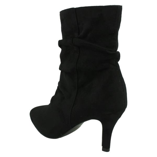 Spot On Ladies Spot On Mid Heel Rouched Ankle Boots with Inside Zip F51244
