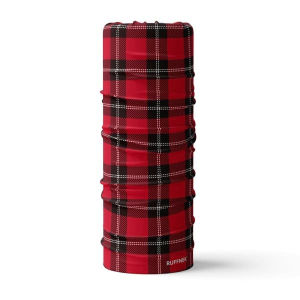 RUFFNEK Red & Black Lumberjack Tartan Snood Tube Scarf