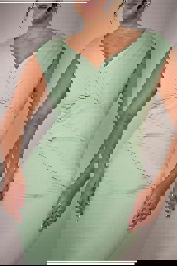 Bardot Pleated Maxi Dress - Sage Green DR1092SCPLUS