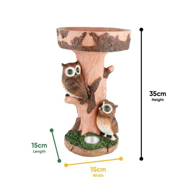 Gardenwize Solar Bird Bath – Owl Garden Ornament with LED Light