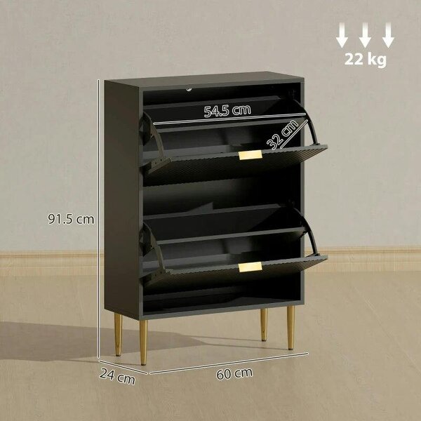 Bobobiy Elegant Two-Drawer Shoe Cabinet - Black