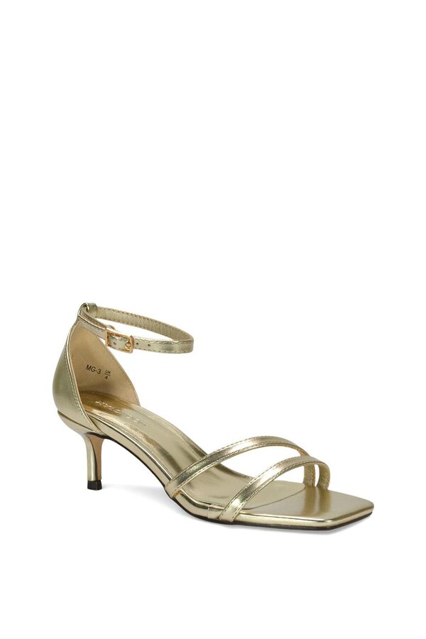 XY LONDON Open Toe Strappy Low Kitten Heel Sandal Shoes