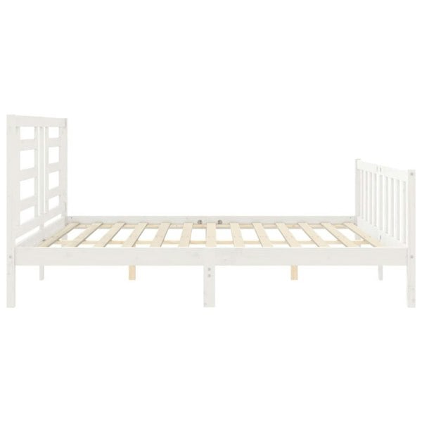 Berkfield Bed Frame with Headboard White 200x200 cm Solid Wood