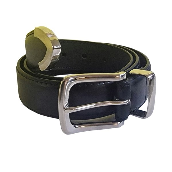 Duke Mens D555 Joseph Bonded Leather Metal Tip Waist Belt - Black