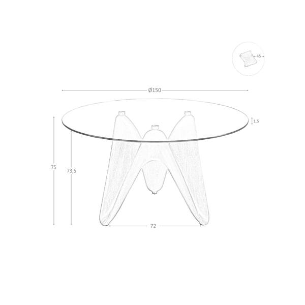 Angel Cerdá Round tempered glass and walnut dining table 1126