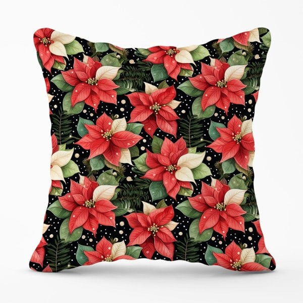 Warren Reed Poinsettia, Watercolor Style Cushions