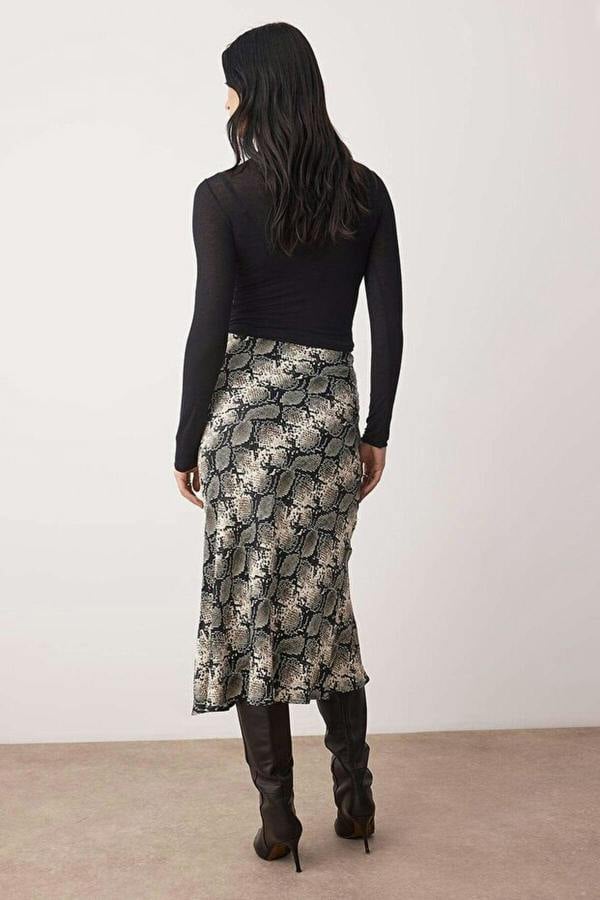 WOVCOR Woven Midi Satin Skirt