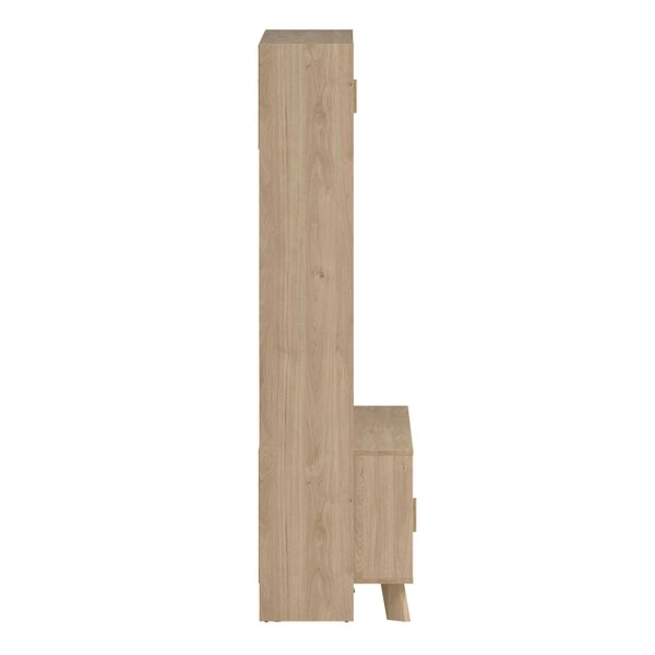 Wyld Haus Hobro White and Natural Oak Wood TV Unit 2 Sliding Doors