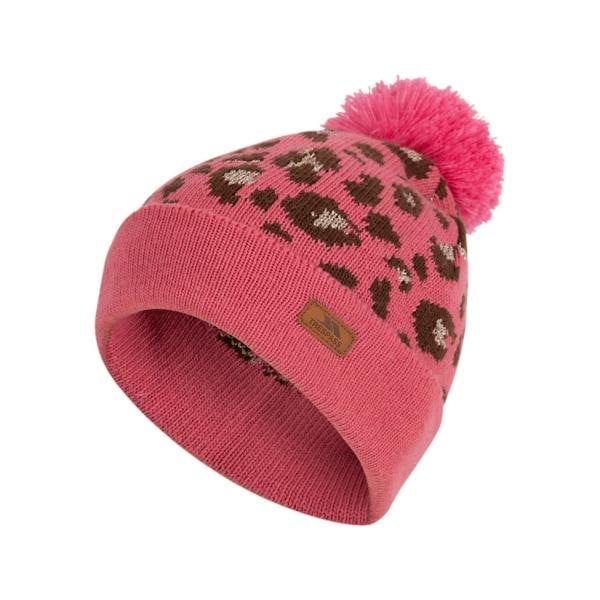 Trespass Girls Kaylani Leopard Print Knitted Beanie - Pink Haze - 
